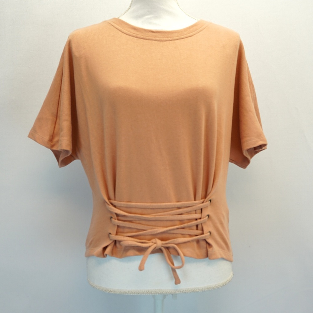 MINKPINK Corset Tie Short Sleeve Dolman Tee Top S - Picture 1 of 8